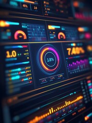 Closeup of a dashboard displaying business metrics on a digital platform, platform dashboard, performance tracking