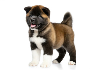 american akita welpe stehend auf vier beinen isoliert auf wei&szlig;en Hintergrund, Freisteller