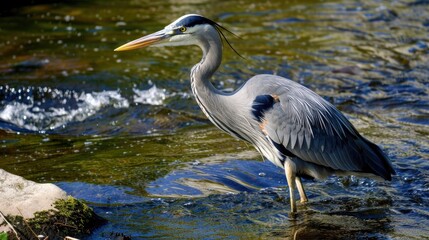 Fototapeta premium Heron in Shallow Water