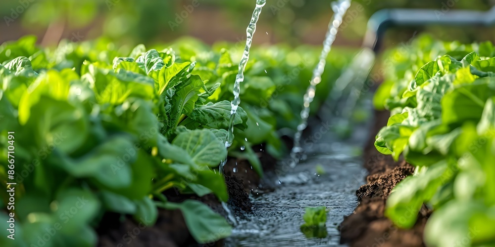 Poster smart farming practices and precision irrigation systems enhance water efficiency in agriculture. co