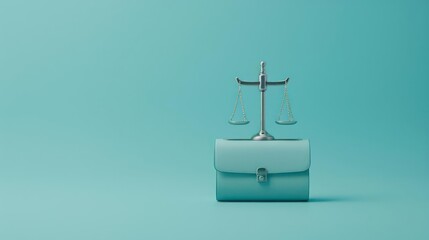 Obraz premium A conceptual image of prosecution with courtroom symbols and a prosecutors briefcase, isolated on a clean backdrop with room for text