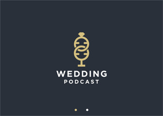 wedding podcast logo design vector silhouette illustration