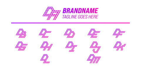 Letters DA DB DC DD DE DF DG DH DI DJ DK DL DM Polygon Logo Set