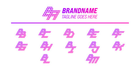 Letters BA BB BC BD BE BF BG BH BI BJ BK BL BM Polygon Logo Set