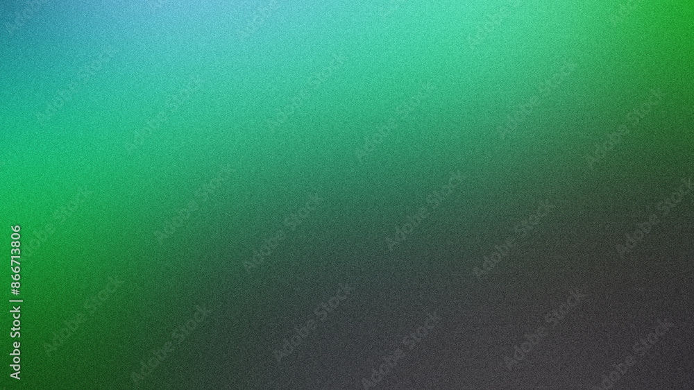 Poster green and blue gradient background fading to black, featuring a subtle noise texture