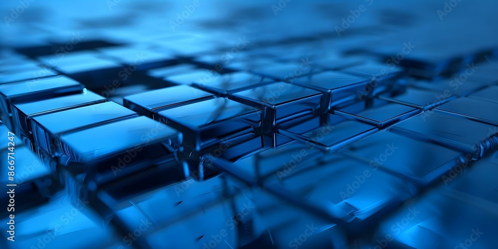 Poster abstract futuristic blue wireframe graphic with plexus effect and square patterns. concept graphic d