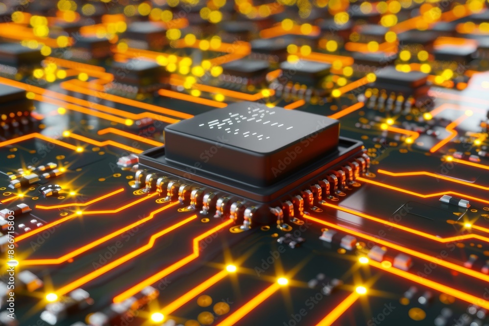Aufkleber ai powered microchip circuitry close up, highlighting intricate electronic design and advanced techn