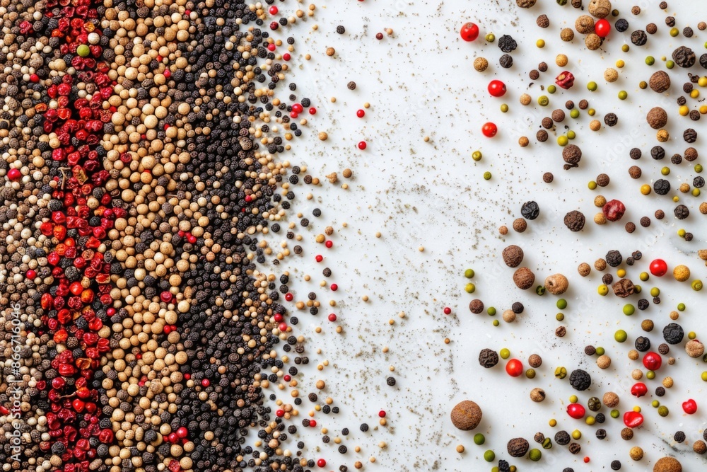 Poster A variety of spices on display in a table top container