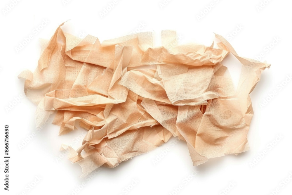 Poster a detailed shot of a piece of fabric lying flat on a white surface, ideal for textile or design-rela