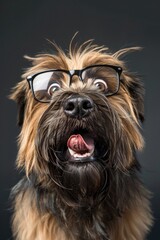 Naklejka premium A playful dog wearing glasses, great for illustrations about learning or funny moments