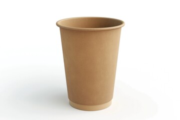A single brown paper cup sits on a clean white surface, perfect for everyday use or as a prop in your next creative project