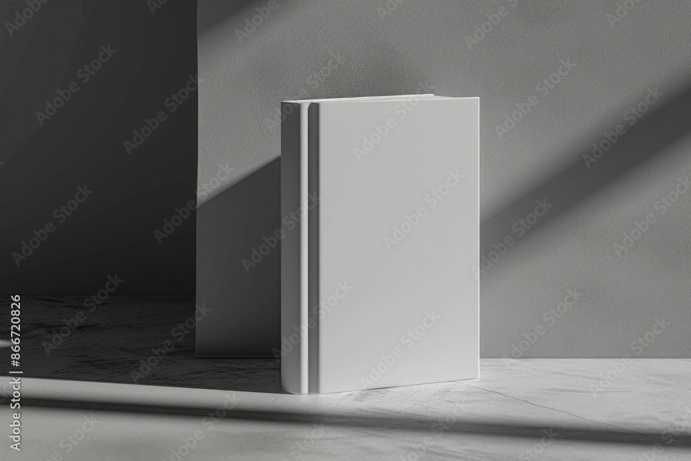 Poster A white book sits on a table, perfect for any setting where you need a simple and elegant literary element