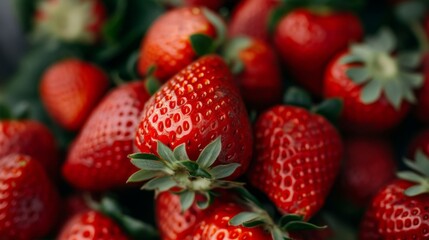 Fresh organic strawberries emphasizing their vibrant red color and juicy texture