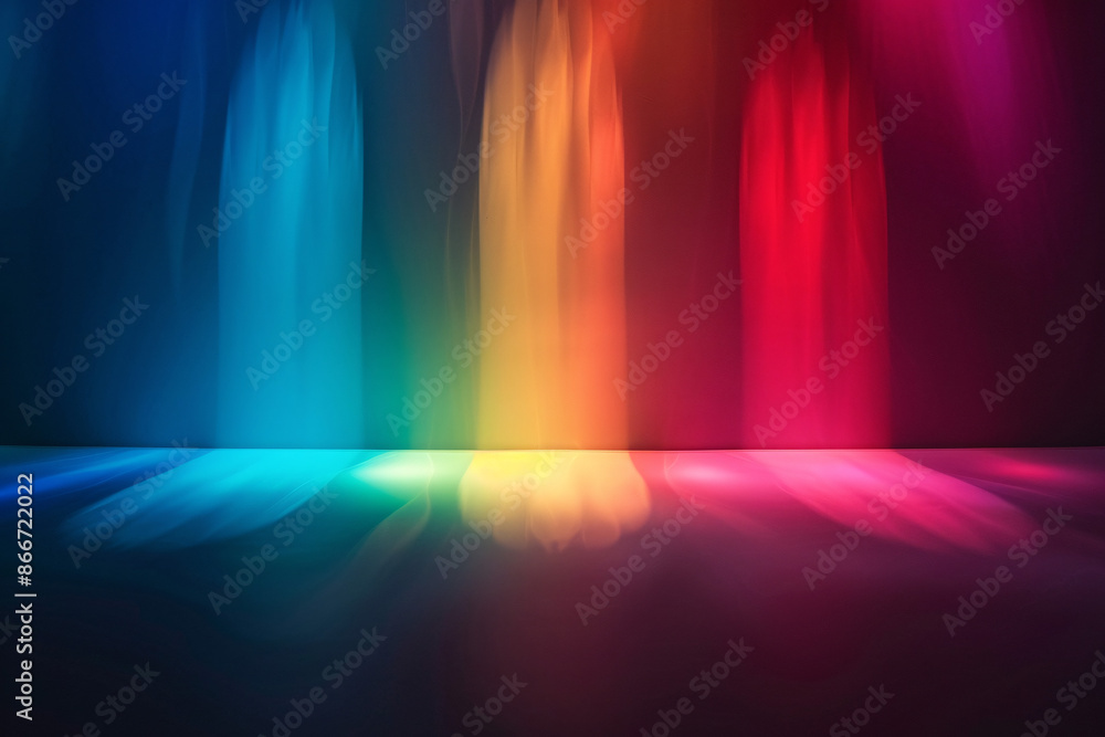 Aufkleber bright colored lights reflecting on a smooth surface creating a vibrant visual effect
