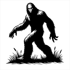 Bigfoot silhouette vector. Bigfoot silhouette isolated on a white background. Bigfoot silhouette t-shirt design Vector illustration.