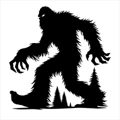 Bigfoot silhouette vector. Bigfoot silhouette isolated on a white background. Bigfoot silhouette t-shirt design Vector illustration.
