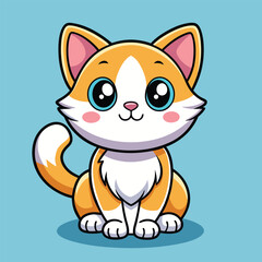 Obraz premium Cute Cat Cartoon Vector Icon Illustration.