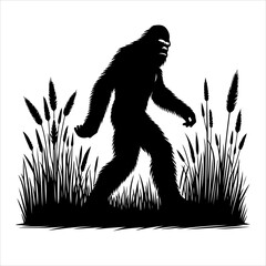 Bigfoot silhouette vector. Bigfoot silhouette isolated on a white background. Bigfoot silhouette t-shirt design Vector illustration.
