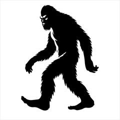 Bigfoot silhouette vector. Bigfoot silhouette isolated on a white background. Bigfoot silhouette t-shirt design Vector illustration.