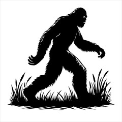 Bigfoot silhouette vector. Bigfoot silhouette isolated on a white background. Bigfoot silhouette t-shirt design Vector illustration.