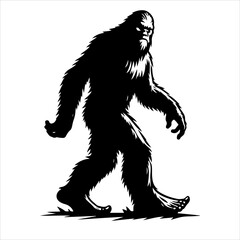 Fototapeta premium Bigfoot silhouette vector. Bigfoot silhouette isolated on a white background. Bigfoot silhouette t-shirt design Vector illustration.