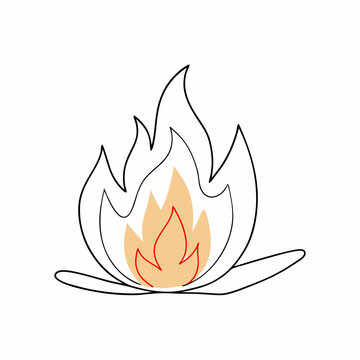 recommend clip art: Continuous single line bonfire drawing and outline fire concept art illustration  (11)