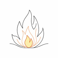 Continuous single line bonfire drawing and outline fire concept art illustration  (24)