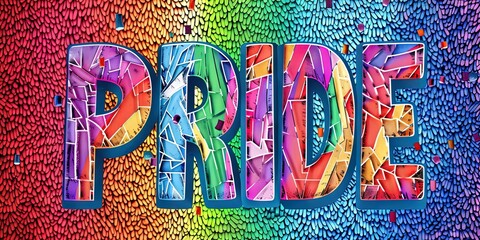 Colorful font "PRIDE" text for pride month