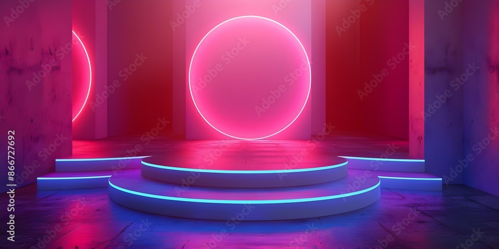 Poster creating a vibrant environment with dynamic 3d shapes and electric light accents. concept dynamic sh