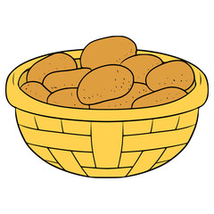 potatoes in the basket illustration hand drawn isolated vector	
