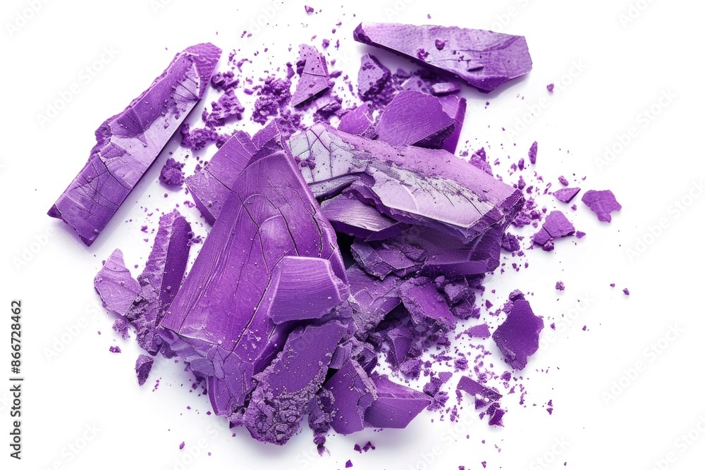 Poster a close-up view of a crushed purple paper fragment
