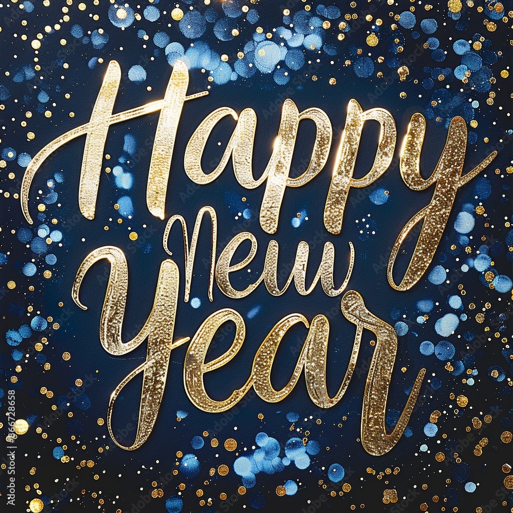 Poster create a cheerful new year's card layout featuring the phrase 