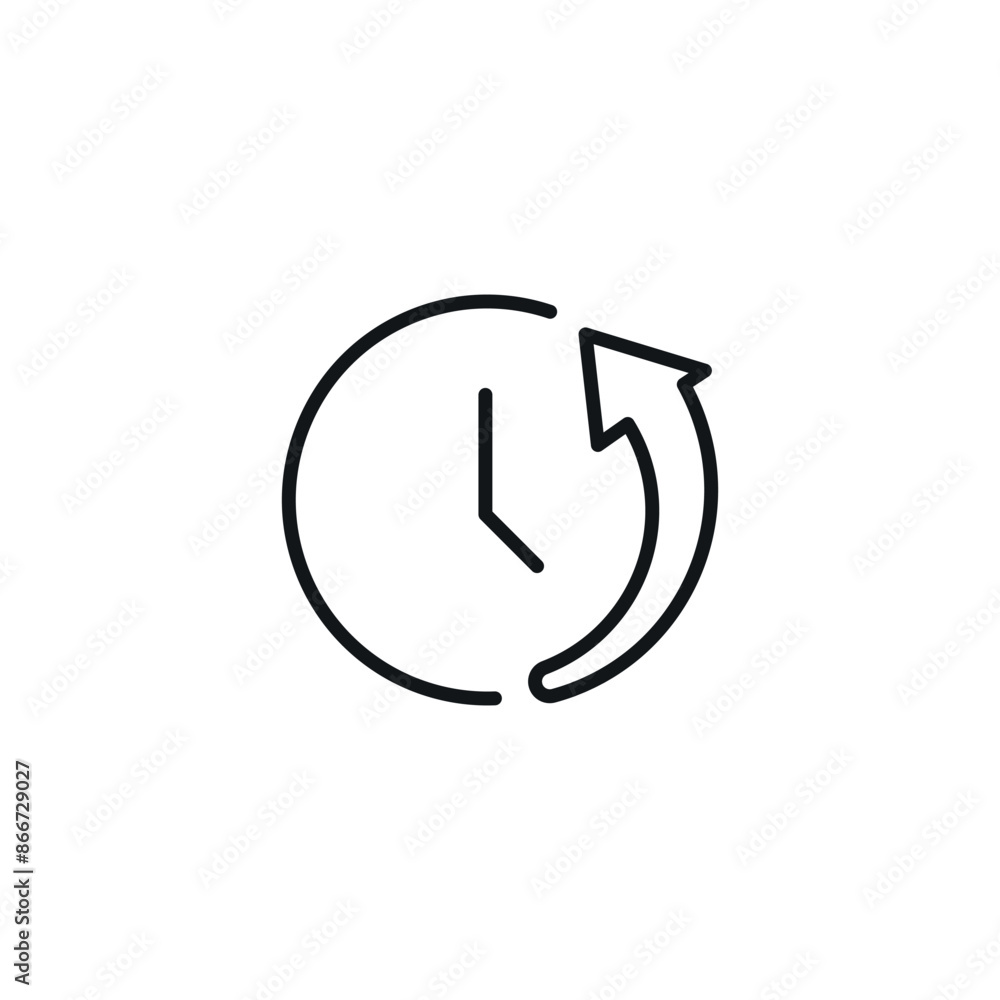 Aufkleber clock with an arrow linear icon. line customizable illustration. contour symbol. vector isolated out