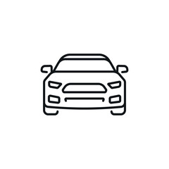Sports car from front linear icon. Line customizable illustration. Contour symbol. Vector isolated outline drawing. Editable stroke