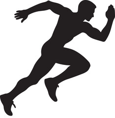 Male athlete running fast isolated on white background