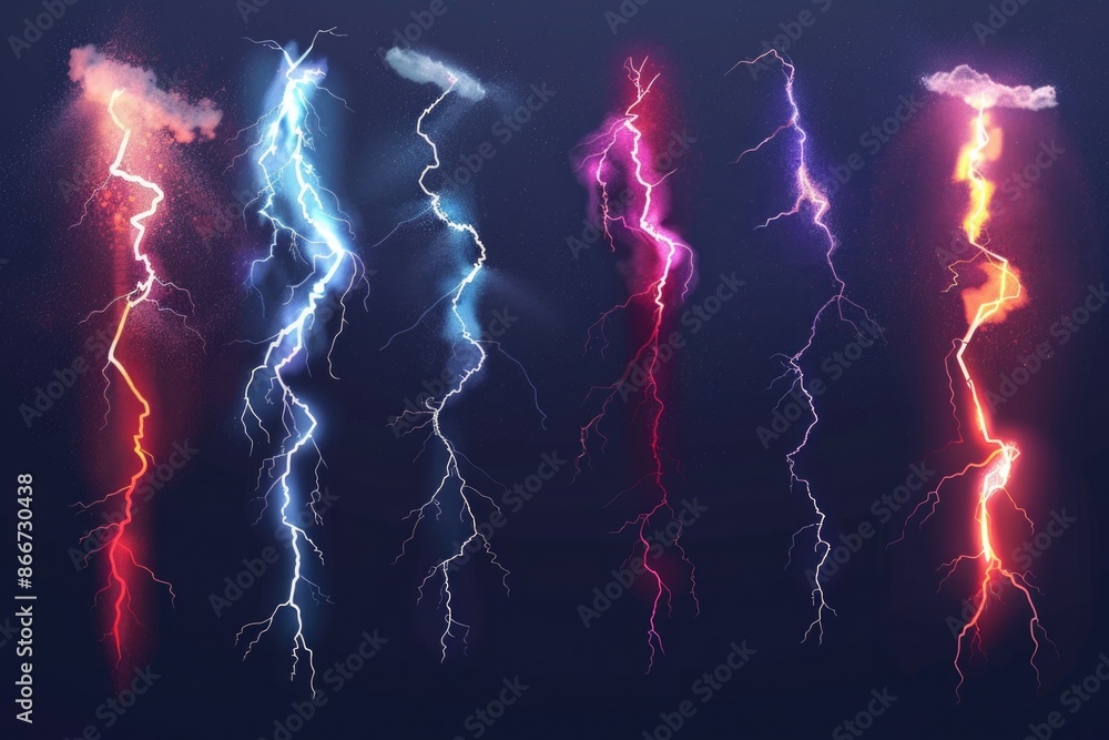 Aufkleber a group of lightning flashes on a dark background