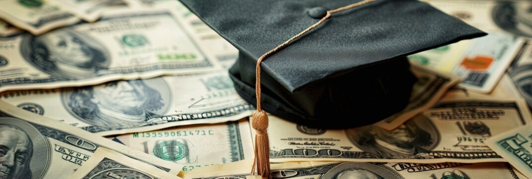 College tuition and scholarship concept - student loans and grant money for academic study