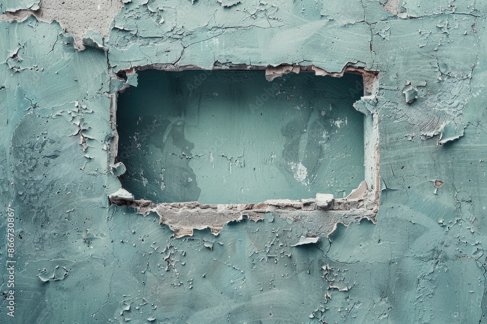 Aufkleber A hole in the wall with peeling paint, suitable for use as a background or to add texture to an image