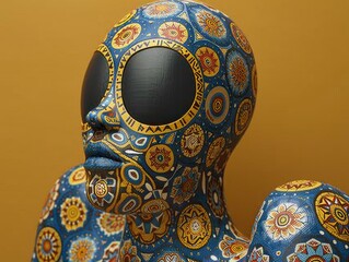 Naklejka premium Artistic Robotic Sculpture, Multi-Colored Design