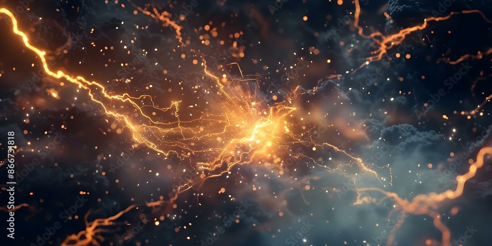 Aufkleber dynamic abstract background with realistic electric lightning and sparks. concept abstract art, elec