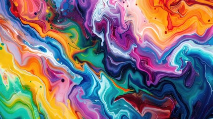 Fototapeta premium Colorful flow: Bold modern abstract art using a liquid swirl technique, with vibrant colors creating a dynamic and engaging composition
