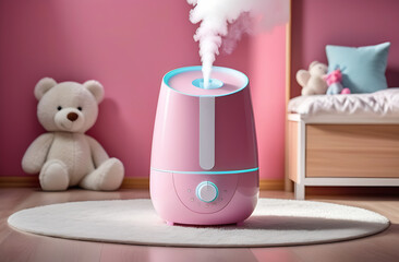 Pink humidifier in the children's room.