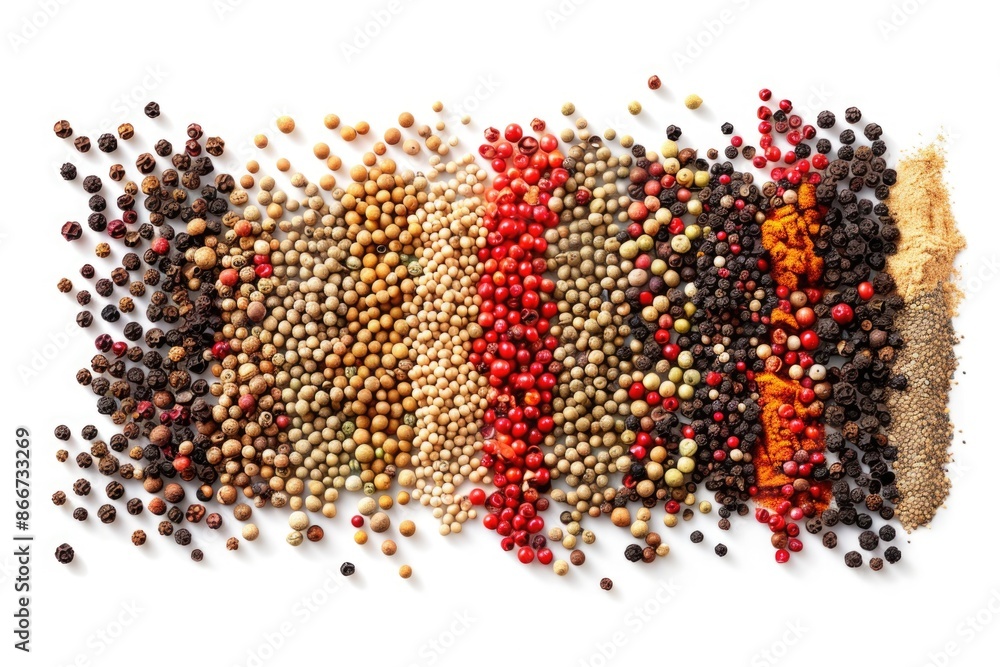 Poster a collection of various spices arranged on a white surface