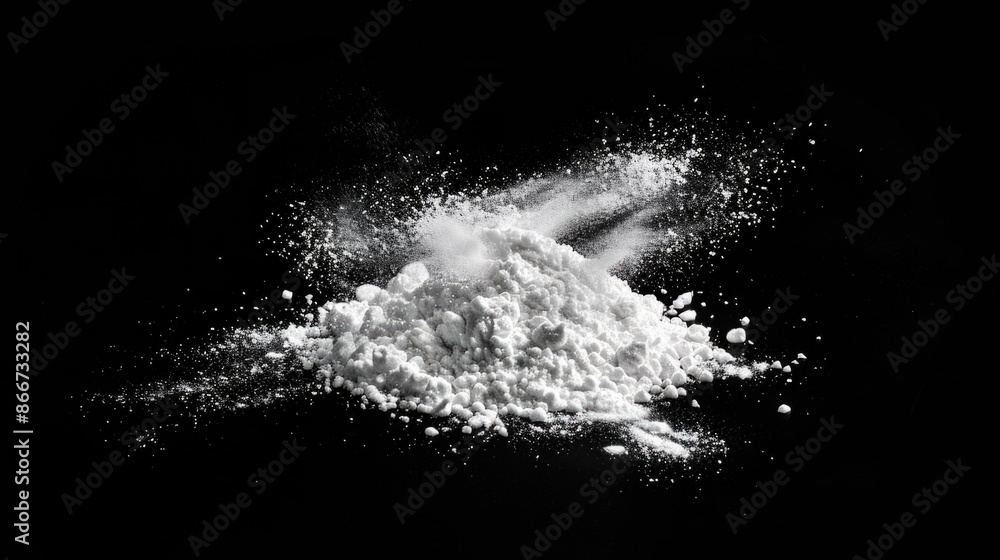 Poster A close-up view of a large pile of powder in shades of gray, suitable for use in editorial or commercial contexts