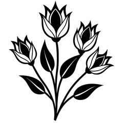 A flower buds line art vector  silhouette