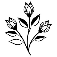 A flower buds line art vector  silhouette