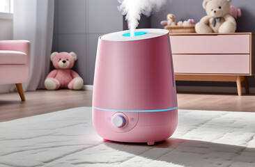 Pink humidifier in the children's room.