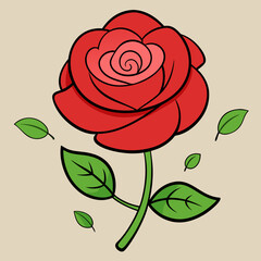 A rose with petals and leaves vector illustration