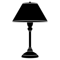 Table lamp on a the table silhouette vector illustration on white background