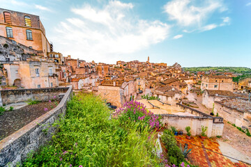 View of the ancient town of Matera, Sassi di Matera in Basilicata, southern Italy